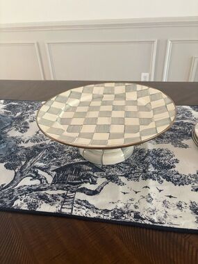 Mackenzie Childs sterling Checked Pedestal Cake Stand never used